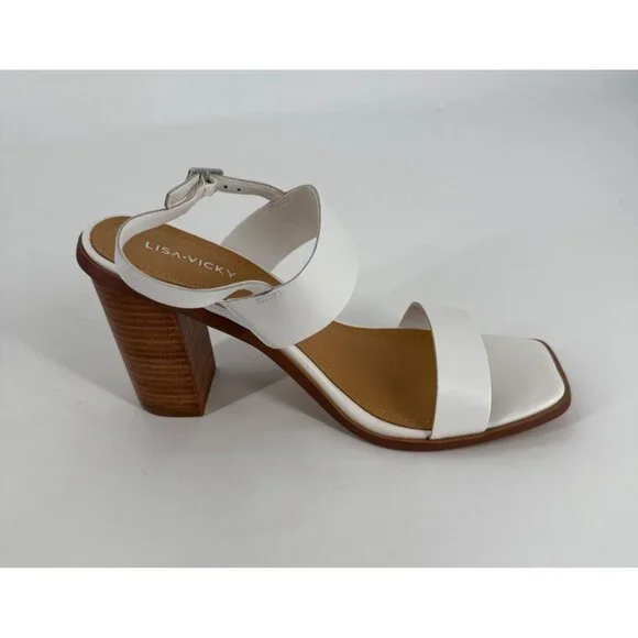 Lisa Vicky Womens Slingback Sandals White Heeled Square Toe Size 9 Oasis - Picture 9 of 11